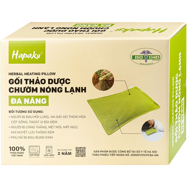 Gối thảo dược chườm nóng lạnh đa năng Hapaku giúp giảm nhức mỏi, thư giãn cơ thể - kích thước 27*17cm (dùng lò vi sóng)