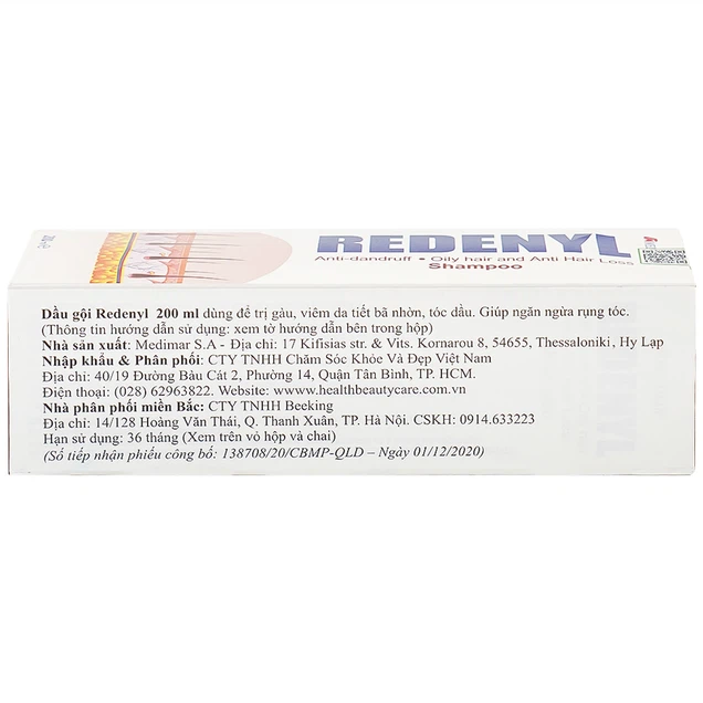 Dầu gội Redenyl Medimar dùng để trị gàu, viêm da tiết bã nhờn, ngăn ngừa rụng tóc (200ml)