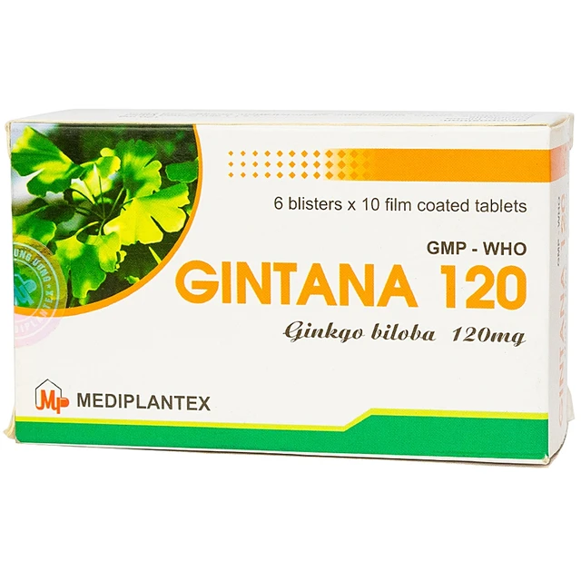 Thuốc Gintana 120 Mediplantex điều trị tai biến mạch máu não, thiểu năng tuần hoàn não (6 vỉ x 10 viên)